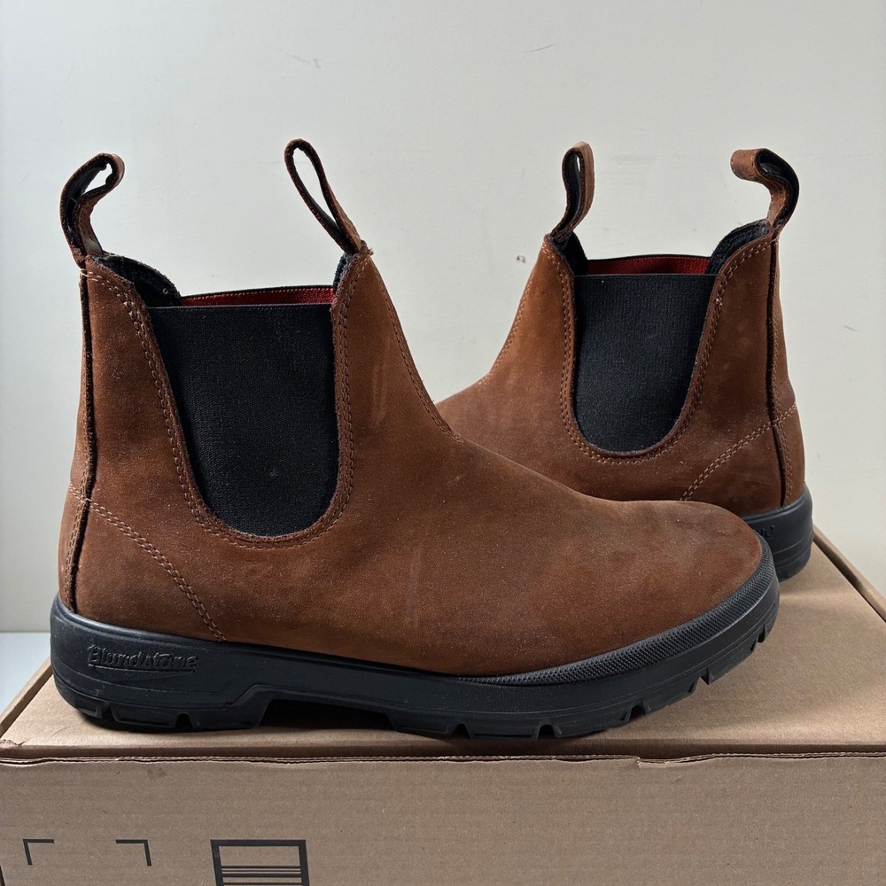 Blundstone x Filson Chelsea Boots 10 Brown Nubuck Leather Pull On Teak Terrain
